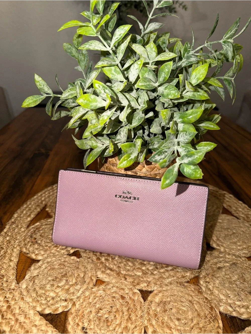 Coach Lavender Leather Continental Wallet
